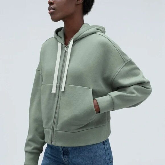 Everlane Tops - NWOT Everlane The Track Organic Cotton Full Zip Hoodie, Mint Green, Size Small